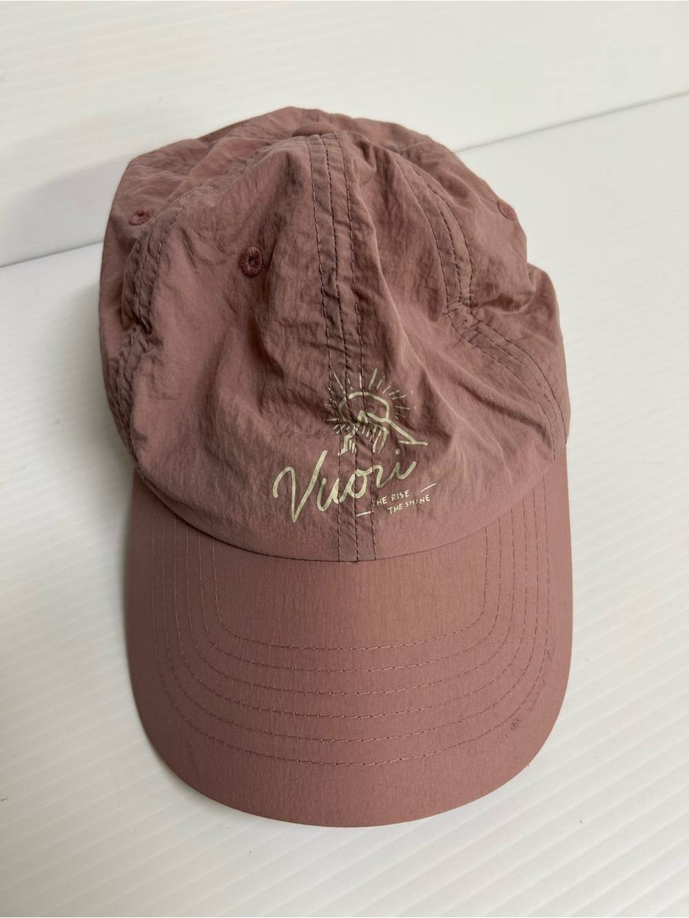 Vuori Rise Shine Hat Cap Strap Back Pink Nylon Outdoor Hiking Running Athletic
